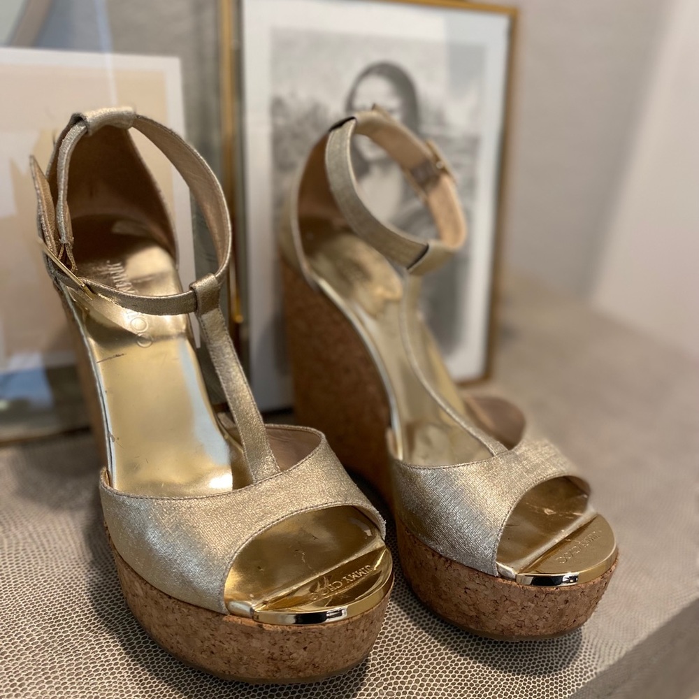 Gold wedges Jimmy Choo